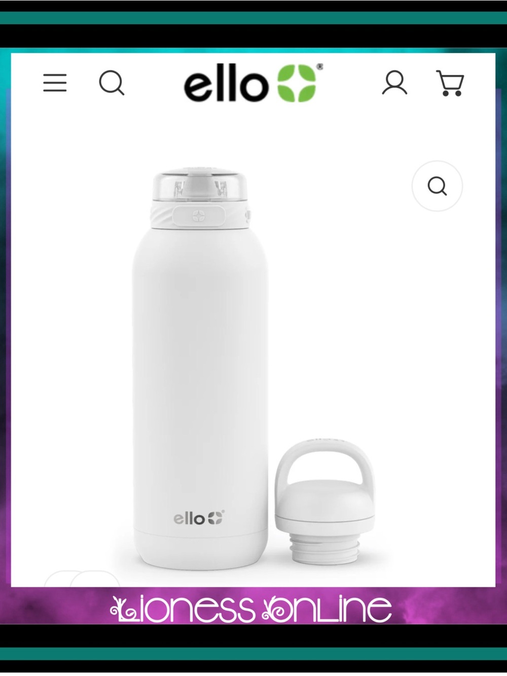 Ello White Stainless Water Bottle with Spare Handle Lid